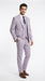Men’s Lilac Lavender Windowpane Check 3 Piece Suit – Lilac Plaid Formal Suit with Vest for Wedding, Prom and Business Events