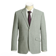 611-1 Men's Slim Fit Notch Lapels Gray Stripe Cotton Suits