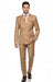 Mens Camel - Bronze - Goldish khaki Double-Breasted Suit – Luxury 2-Piece Formal Set with Gold Buttons and Peak Lapels by Rossi Man