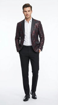 Men's Black and Burgundy Sequin Blazer Black Sparkle Sequin Party Bl MensUSA Men's Black and Burgundy Sequin Blazer Black Sparkle Sequin Party Bl MensUSA