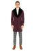 Mens Purple Wool Overcoat with Black Faux Fur Collar – Luxury Winter Dress Coat for Formal and Casual Wear