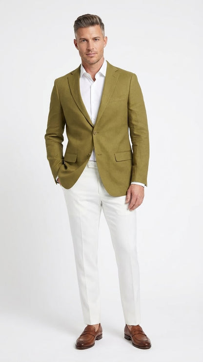 Men’s Olive Green Blazer Sport Coat –Fabric Summer in pistachio sage green