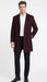 Men’s Burgundy Mid-Length Overcoat – Classic Fit Wool Blend Dress Coat Three Quarter Carcoat Topcoat