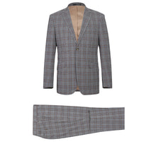 293-7 Men's Two Piece Slim Fit Stretch Windowpane Check Dress Suit