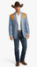 Men’s Sky Blue and Gold Western Cowboy Blazer – Classic Country Style Jacket, Retro in Steel Blue Color