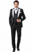 Men’s Black and White Lapel Prom Tuxedo Suit + Black Vest + Black Pants Peak Lapel