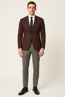 Mens Burgundy and Black Paisley Tuxedo Blazer – Slim Fit Formal Dinner Jacket