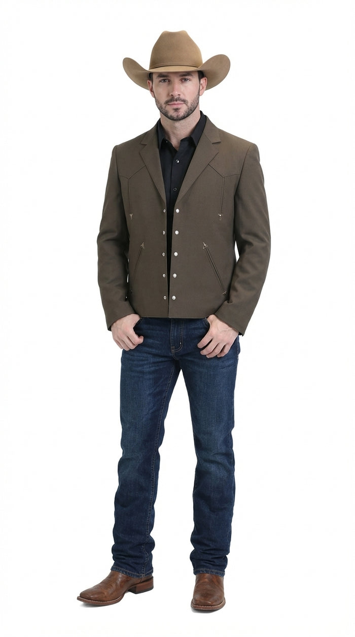 Mens Brown Western Blazer – Cowboy Style Casual Jacket Vintage Western Sport Coat Country Fashion Jacket