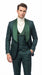 Mens Hunter Green Wedding Tuxedo Suit – Paisley Pattern Three Piece Formal Suit Set with Shawl Lapel for Groom, Prom in Emerald green