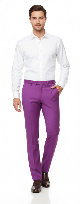 Mens Slim Fit Light Purple Dress Pants – Modern Formal Trousers for Business, Weddings and Parties