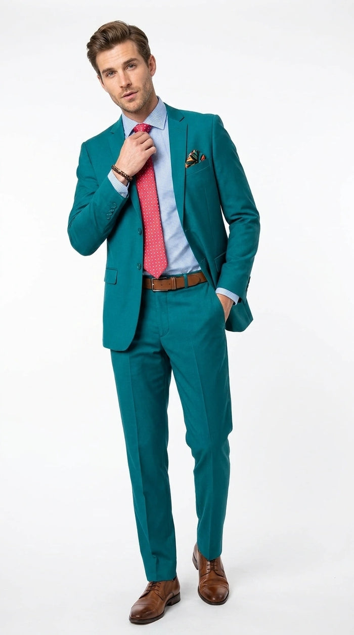 Men’s Teal Green Dark Turquoise Suit – Elegant Formal Suit for Business, Wedding, Party and Modern Style Wear Modern Fit