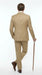 Men’s Khaki 3 Piece Suit with Patterned Vest, Great Gatsby Inspired Formal Suit for Weddings, Mardi Gra in Tan Camel Color