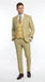 Vitali Men’s Sage Beige Tan Plaid 3 Piece Suit, Check Pattern Formal Dress Suit for Weddings, Prom, Business Events, Modern Fit Light Yellow Color