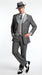 Men’s Grey Pinstripe 1920s Gangster 3 Piece Suit, Contrast Lapel Vintage Formal Suit for Parties, Prom, Weddings, and Theme Events