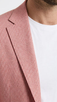 Men’s Red and white Houndstooth Summer Blazer, Lightweight Check Sport Coat for Weddings, Prom, Parties