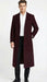 Men’s Burgundy Long Coat – Classic Fit Wool Blend Overcoat - Topcoat Full length