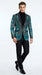 Men’s Black and Turquoise Blue With teal green Sequin Dinner Jacket, Formal Prom Wedding Paisley Floral Mardi Gra Pattern