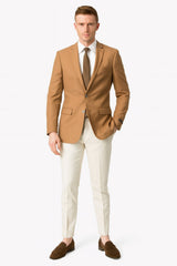 Mens Camel Brown Rustish Two-Button Classic Fit Sport Coat – Modern Blazer for Business and Special Occasions