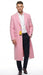 Men’s Pink Wool Blend Long Overcoat – Slim Fit Tailored Winter Coat - Carcoat - Topcoat