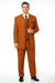 Mens Rust 3-Piece Fashion Suit – Notch Lapel with Paisley Vest, Tie and Pocket Square - Zoot Suit