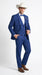 Men’s Blue Western Tuxedo Suit, 3 Piece Cowboy Formal Wedding Prom Suit with Satin Trim
