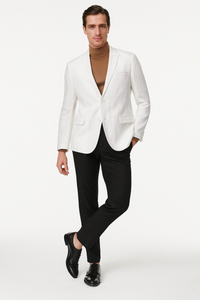 Men’s White Linen Blazer – Classic Two-Button Lightweight Sport Coat