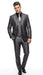 Mens Charcoal Gray Suit With Sheen -  | Shiny Texture Fabric Three Piece Wedding and Party Business