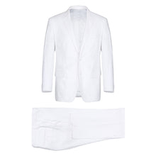 601-20 Men's Notch Lapels White Solid Linen Suits