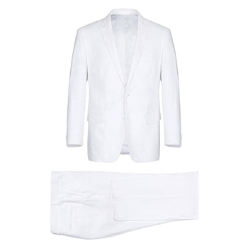 601-20 Men's Notch Lapels White Solid Linen Suits