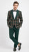 Mens Tartan Green and Brown Blue Plaid Tuxedo Dinner Jacket Set – Checkered Prom Blazer with Dark Green Pants Formal Wedding Party Wear