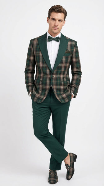 green emerald velvet dress Prestige Men’s Green/Pink Plaid Dress Pants – Green 1 38 main image 0
