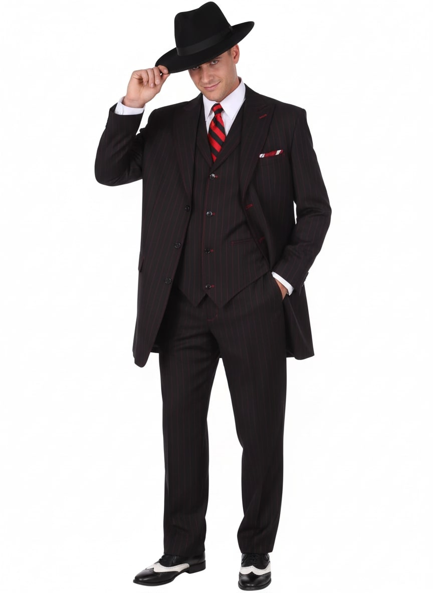 strapless open back dress Black Tweed Men’s 3-Piece Suit – Peak Lapel Blazer, Vest & Pants Black / 34R main image 0