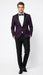 Men’s Eggplant Plum Purple Tuxedo Blazer with Satin Lapel, White Tuxedo Shirt and Matching Purple Bow Tie - Slim Fitted - Prom wedding Suit With Pants