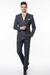 Men’s Navy and Tan Windowpane Double-Breasted Suit | Classic 2-Piece Plaid Dress Suit, Business, and Formal Events By Rossiman