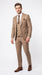 Men’s Rossiman Tan Suit with Gold Buttons, Peak Lapel Jacket and Double Breasted Vest