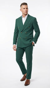 Vitali Brand Men’s Emerald Green Double Breasted Suit – Side Vented Modern Fit