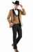 Men’s Western Cowboy Tuxedo – Tan and Black 3-Piece Suit with Satin Lapel and Vest in Mocca Coffee Color