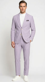 Men’s Lavender Seersucker 2 Piece Suit, Lightweight Summer Blazer and Pants Set for Weddings, Parties, Prom, and summer fabric