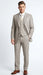 Men’s Light Tan Pinstripe 3 Piece Suit with Jacket, Vest, and Pants | Shadow Stripe Tone Tone Pleated Pants Classic
