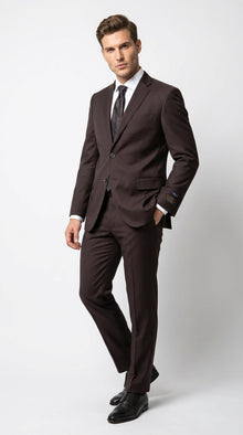 Men’s Tiglio Italian Brown Suit with Two Button Blazer and Matching Pants, Formal Business Wedding Suit