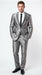 Men’s Silver Sharkskin Tuxedo Suit with Black Piping – Shiny Two Button Formal Suit for Wedding, Prom and Party Wear