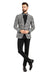 Men’s Black and Silver Paisley Tuxedo Jacket – Slim Fit Dinner Blazer with Matching Bow Tie with Black Pants
