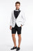 Men’s White and Black Tuxedo Suit with Shorts – Modern Formal Blazer and Short Pants Set for Wedding, Prom Suit