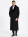 Men’s Black Long Overcoat with Faux Fur Collar, Full Length Winter Topcoat for Formal and Business Wear