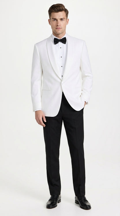 Snow White Dinner Jacket 100% Poly -  Blazer Jacket For Men Online1 Button Shawl Collar