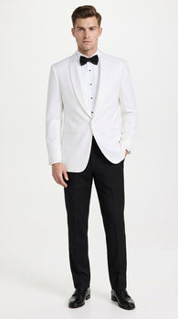Snow White Dinner Jacket 100% Poly - Cheap Priced Blazer Jacket For Men Online1 Button Shawl Collar