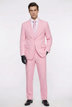 Men’s Pink Two-Piece Suit – Classic Fit Formal Jacket and Tailored Pants