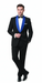 Men’s Black Tuxedo with Royal Blue Shawl Lapel | Modern Formal Dinner Jacket Suit + Pants for Weddings, Proms