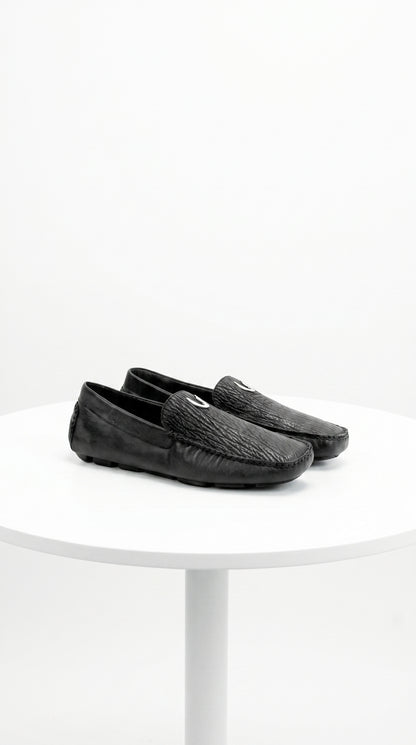 Men'S Black Vestigium Genuine Sharkskin Stylish Dress Loafer Full Leather Lining