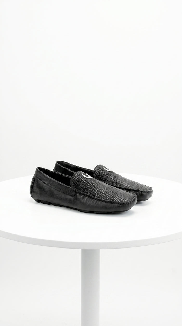Men'S Black Vestigium Genuine Sharkskin Stylish Dress Loafer Full Leather Lining